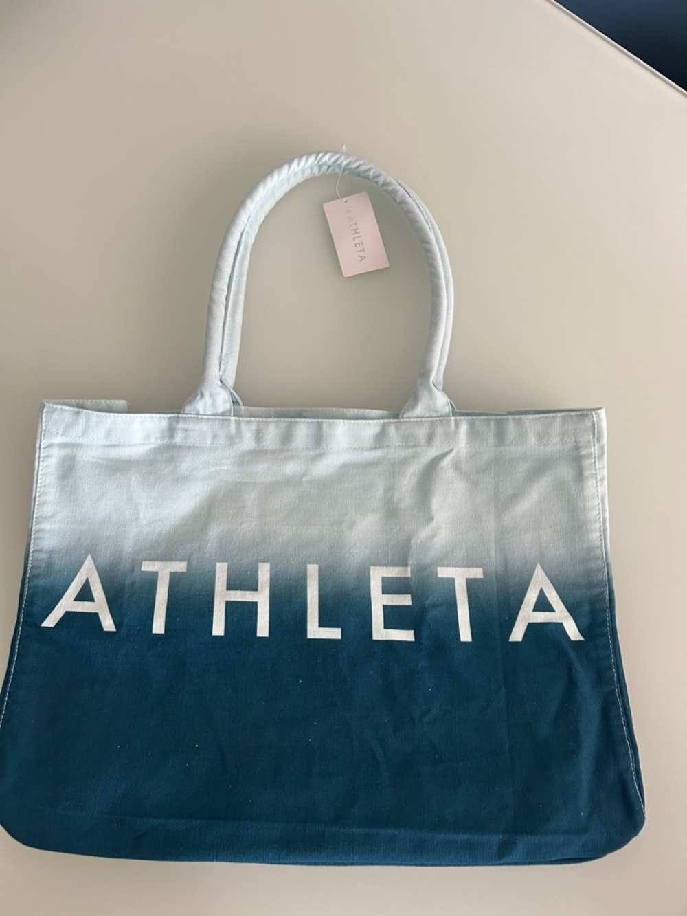 Athleta Ombre Canvas Tote in Blue and White